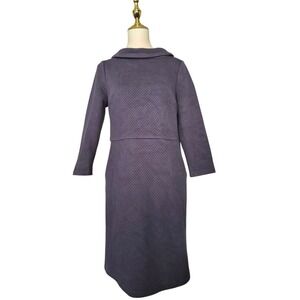 Boden Dress 10R Estella Jacquard Sheath Blue Stretch Quilted Retro